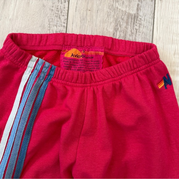 ✨Rare- Aviator Nation Blaze 4 blue ombré asymmetrical stripe joggers size small - Picture 7 of 10